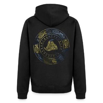 Schwedisch Skaldenmet - Unisex Premium Bio Zip Hoodie - Schwarz - Hinten - Nico (187cm)