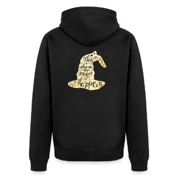 Chapeau de sorcière d’Halloween avec sort sorcière citrouille - Veste à capuche bio Premium Unisexe - noir - Dos - Nico (187cm)