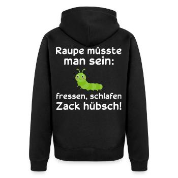 Nachthemd Raupe Schlaf Schlafanzug Geschenk - Unisex Premium Bio Zip Hoodie - Schwarz - Hinten - Nico (187cm)