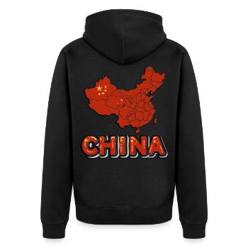 Chine Asie Asie continent Drapeau Drapeau Police - Veste à capuche bio Premium Unisexe - noir - Dos - Nico (187cm)