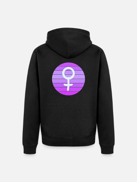 Kvinders køn symbol feminisme køn - Premium økologisk unisex-hættejakke - sort
