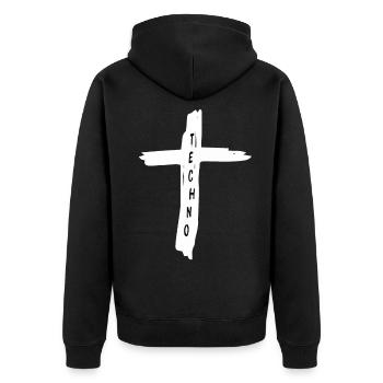 Musique techno Ma religion - Veste à capuche bio Premium Unisexe - noir - Dos - Nico (187cm)