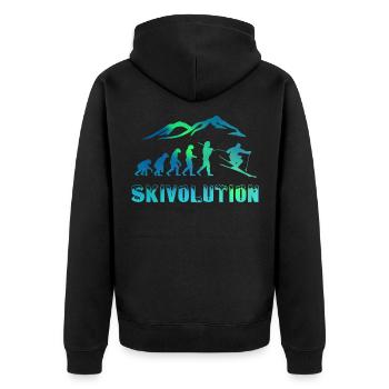 Ski evolution skier snow winter - Unisex Premium Organic Zip Hoodie - black - Back - Nico (187cm)
