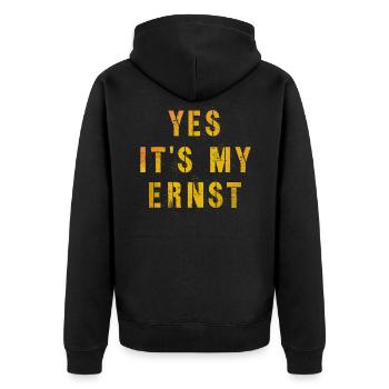 Yes My Ernst Lustiger Denglisch Spruch deutsch - Unisex Premium Bio Zip Hoodie - Schwarz - Hinten - Nico (187cm)