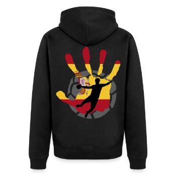 Spain handball player handball gift - Unisex Premium Organic Zip Hoodie - black - Back - Nico (187cm)