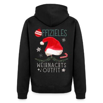 Offizielles Weihnachts Outfit Weihnachten Geschenk - Unisex Premium Bio Zip Hoodie - Schwarz - Hinten - Nico (187cm)
