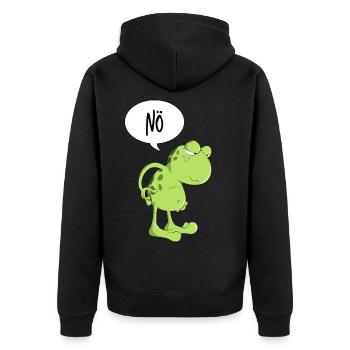 Nö Frosch Kröte Lustiger Spruch Keine Lust Tier - Unisex Premium Bio Zip Hoodie - Schwarz - Hinten - Nico (187cm)