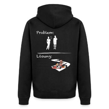Problemlösung Kartsport Go Kart - Unisex Premium Bio Zip Hoodie - Schwarz - Hinten - Nico (187cm)