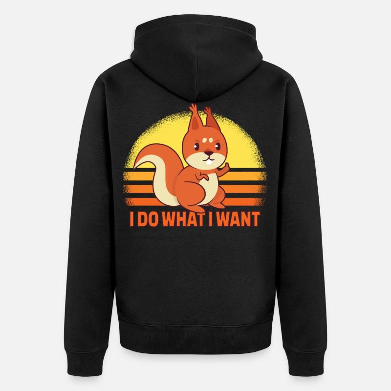 Lustiges Eichhörnchen ist frech - Geschenk - Unisex Premium Bio Zip Hoodie - Schwarz