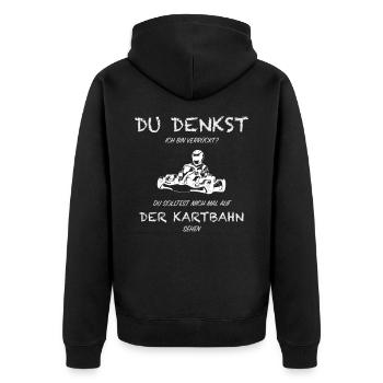 Kartbahn Kartsport Kartfahrer Kartrennen - Unisex Premium Bio Zip Hoodie - Schwarz - Hinten - Nico (187cm)