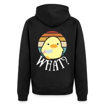 Süße Ente mit Messer Küken Huhn Gans Was Retro Sun - Unisex Premium Bio Zip Hoodie - Schwarz - Hinten - Nico (187cm)
