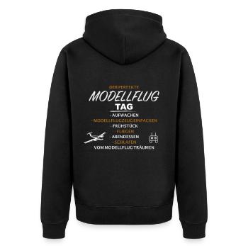Modellflug Modellflugzeug Modellfliegen - Unisex Premium Bio Zip Hoodie - Schwarz - Hinten - Nico (187cm)