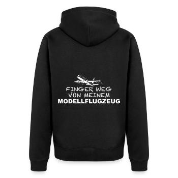 Modellflugzeug Modellbau Modellflieger Finger weg - Unisex Premium Bio Zip Hoodie - Schwarz - Hinten - Nico (187cm)