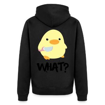 What What Duck With Knife Meme Funny Saying Fun - Veste à capuche bio Premium Unisexe - noir - Dos - Nico (187cm)