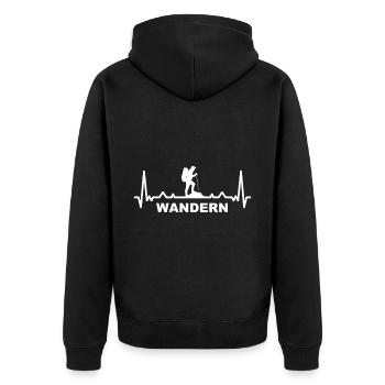 wandern Bergwanderung wanderspruch sportwandern - Unisex Premium Bio Zip Hoodie - Schwarz - Hinten - Nico (187cm)
