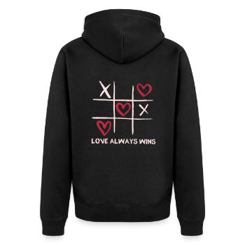 L'amour gagne toujours - 3 victoires design - Veste à capuche bio Premium Unisexe - noir - Dos - Nico (187cm)