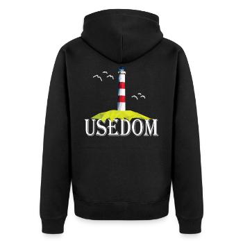 Usedom island lighthouse Baltic Sea seagull gift - Unisex Premium Organic Zip Hoodie - black - Back - Nico (187cm)