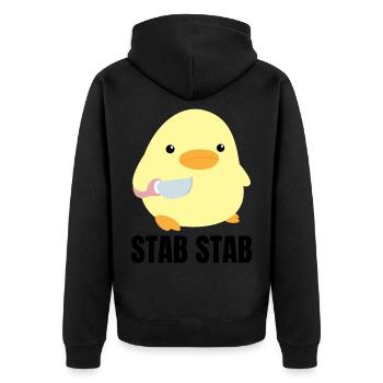 Rod duck with knife meme chick goose gift idea - Unisex Premium Organic Zip Hoodie - black - Back - Nico (187cm)