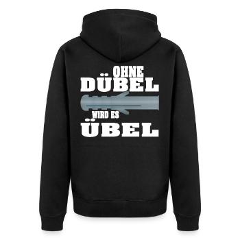 ohne dübel weiss - Unisex Premium Bio Zip Hoodie - Schwarz - Hinten - Nico (187cm)