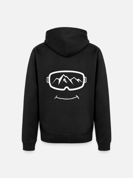 Skibriller happy face skiing skiløper - Premium økologisk unisex-hettejakke - svart