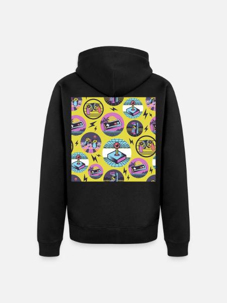 Retro Gaming Geek Gamer 80s - Unisex Premium Organic Zip Hoodie - black