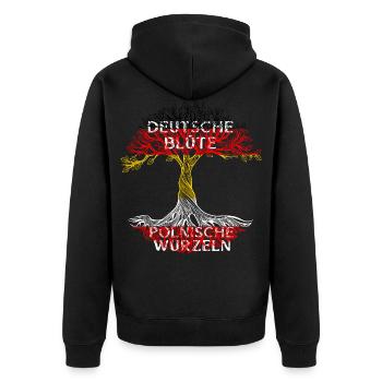 Polnische Abstammung Gene DNA Herkunft Deutschland - Unisex Premium Bio Zip Hoodie - Schwarz - Hinten - Nico (187cm)