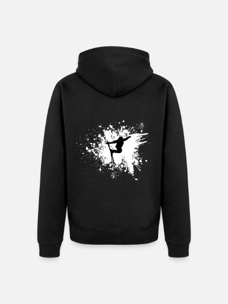 Ski freestyler skiër wintersporter splash van kleur - Uniseks Premium bio ziphoodie - zwart
