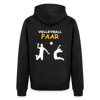 Volleyballspieler Volleyballspielerin Liebespaar - Unisex Premium Bio Zip Hoodie - Schwarz - Hinten - Nico (187cm)