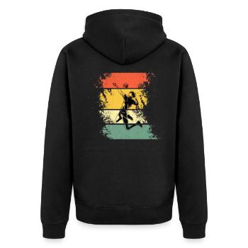 Volleyballer Angriff Anime Volleyball - Unisex Premium Bio Zip Hoodie - Schwarz - Hinten - Nico (187cm)