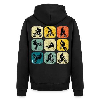Le look rétro du grunge en BMX - Veste à capuche bio Premium Unisexe - noir - Dos - Nico (187cm)