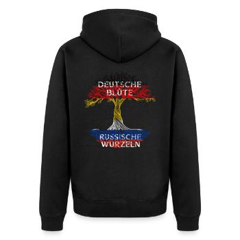 Russland Russe russische Wurzeln - Unisex Premium Bio Zip Hoodie - Schwarz - Hinten - Nico (187cm)