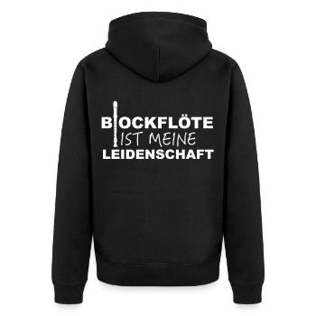 Blockflöte Musiker Blasinstrumente - Unisex Premium Bio Zip Hoodie - Schwarz - Hinten - Nico (187cm)