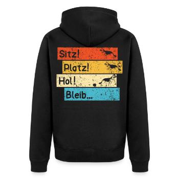 Sitz Platz Hol Bleib deutscher Schäferhund - Unisex Premium Bio Zip Hoodie - Schwarz - Hinten - Nico (187cm)