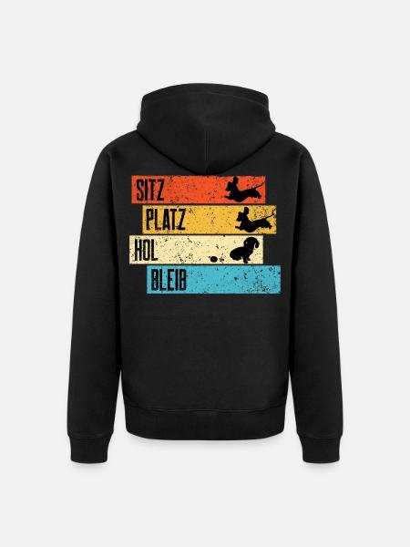 Retro Dackel Dachshund Teckel Witz - Unisex Premium Bio Zip Hoodie - Schwarz