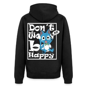 Don´t Worry be Happy Fairy Tale Anime - Unisex Premium Bio Zip Hoodie - Schwarz - Hinten - Nico (187cm)