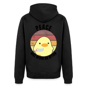 Peace was never an option duck with knife meme - Unisex Premium Organic Zip Hoodie - black - Back - Nico (187cm)