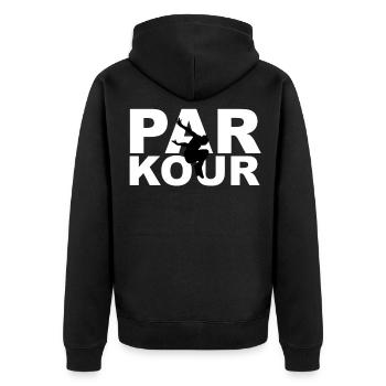 Parkour avec parkourläufere Parkour - Veste à capuche bio Premium Unisexe - noir - Dos - Nico (187cm)