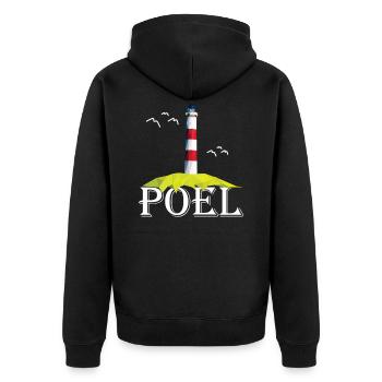Insel Poel - Leuchtturm Möwe - Souvenir Geschenk - Unisex Premium Bio Zip Hoodie - Schwarz - Hinten - Nico (187cm)