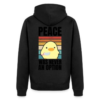 Peace was never an option duck with knife memes - Unisex Premium Organic Zip Hoodie - black - Back - Nico (187cm)