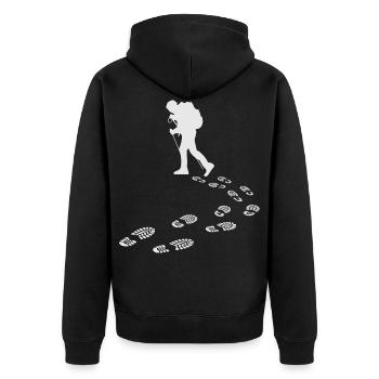 Wandermensch Geschenk Idee für Geburtstag - Unisex Premium Bio Zip Hoodie - Schwarz - Hinten - Nico (187cm)