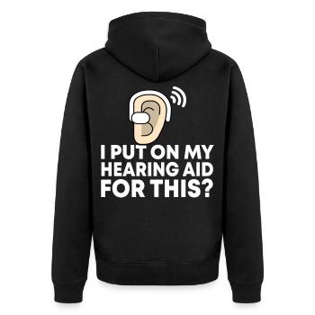 Sourd sourde-muette Deaf Cadeau - Veste à capuche bio Premium Unisexe - noir - Dos - Nico (187cm)