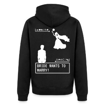 Bride wants to marry bachelor JGA wedding marriage - Unisex Premium Organic Zip Hoodie - black - Back - Nico (187cm)