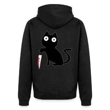 Chat noir avec couteau mème Sang Drôle de gueule de bois - Veste à capuche bio Premium Unisexe - noir - Dos - Nico (187cm)