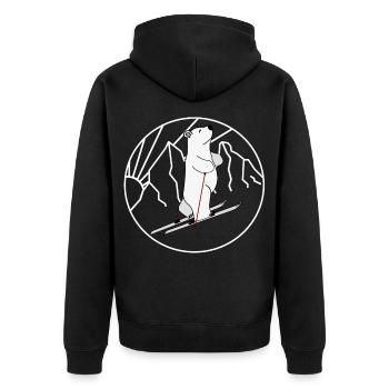Ski Tour Polar Bear - Ski Polar Bear Winter Sports Design - Unisex Premium Organic Zip Hoodie - black - Back - Nico (187cm)