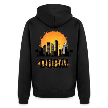 Dubai Skyline Sommer Sonne Palmen Summer Sun Palms - Unisex Premium Organic Zip Hoodie - black - Back - Nico (187cm)