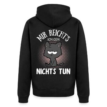 Nichts tun Katze Faulenzen Kätzchen Faul Chillen - Unisex Premium Bio Zip Hoodie - Schwarz - Hinten - Nico (187cm)