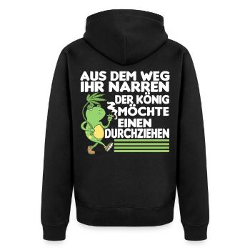 Cannabis Weed Kiffer Geschenk - Unisex Premium Bio Zip Hoodie - Schwarz - Hinten - Nico (187cm)