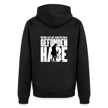 Metalldetktor Sondengänger Spruch - Unisex Premium Bio Zip Hoodie - Schwarz - Hinten - Nico (187cm)
