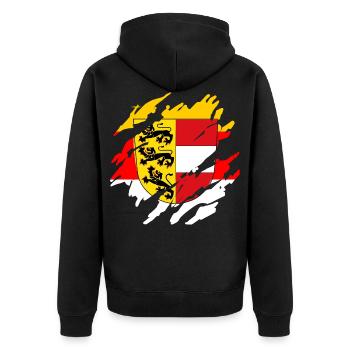 Echte Klagenfurt & Kärnten Patrioten & Urlauber - Unisex Premium Bio Zip Hoodie - Schwarz - Hinten - Nico (187cm)
