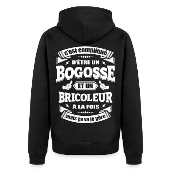 BOGOSSE BRICOLEUR - Veste à capuche bio Premium Unisexe - noir - Dos - Nico (187cm)